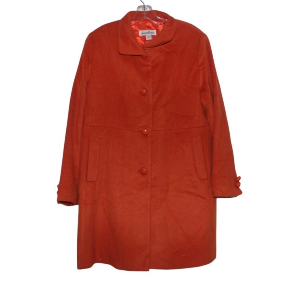 Jonathan Michaels Coat Lambs Wool Blend Orange Lined Single Breasted Sz 10